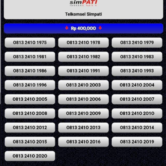 NOMOR CANTIK SIMPATI SERI TANGGAL LAHIR 0813 24-10-19XX -20XX