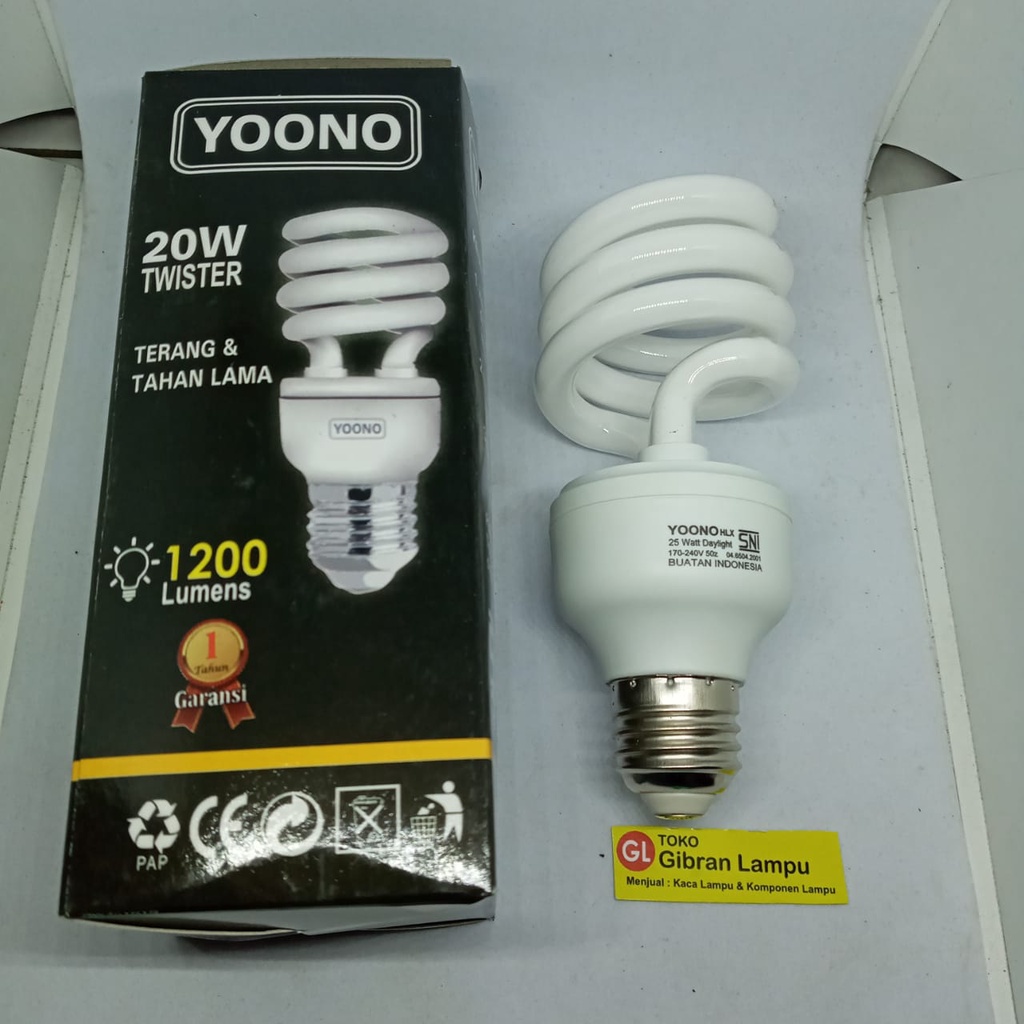 Lampu Hemat Energi (LHE) Yoono Twister - Bohlam Lampu Ulir Spiral Tornado CFL