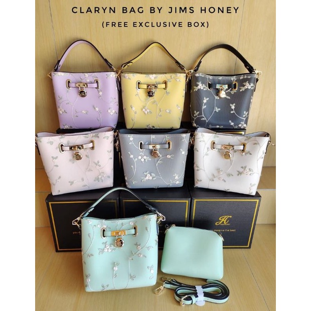 CLARYN ❤️ GRATIS BOX ❤️ JIMS HONEY BAG TAS WANITA BORDIR 2 IN 1 BISA DI TENTENG ATAU JINJING DAN SELEMPANG KUALITAS IMPORT