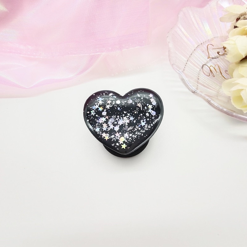 PopSocket HP Model Hati 3D Aksen Glitter Love