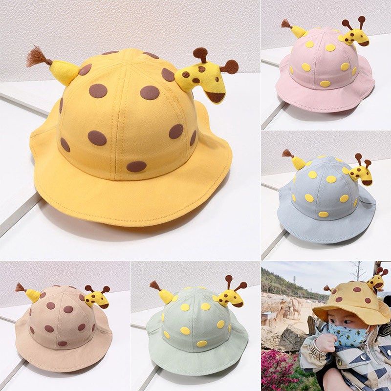 Topi Bucket hat bayi giraffe jerapah polkadot fashion baby