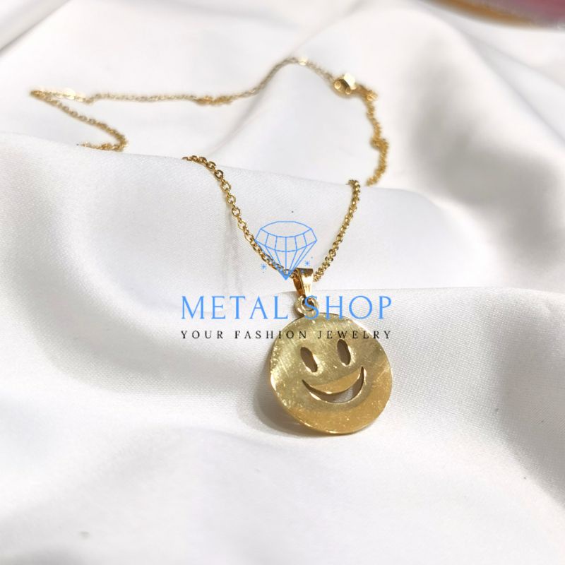 Kalung set liontin anting titanium terlaris model Smile