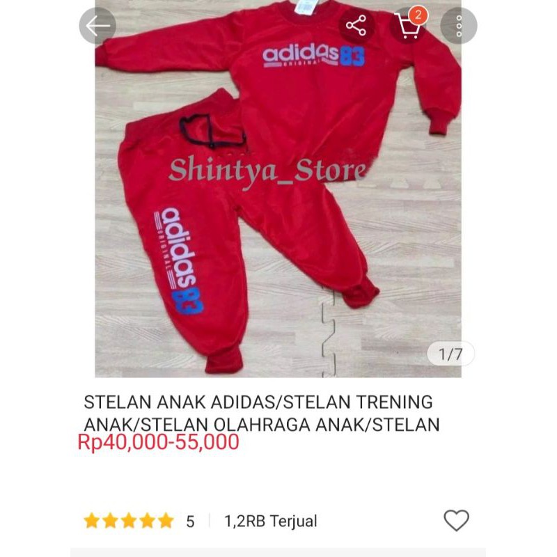 stelan anak adidas/trening/olahraga