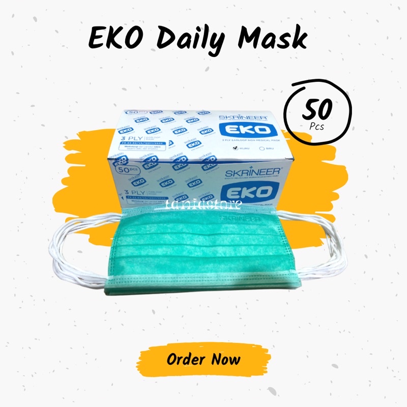 MASKER SKRINEER EARLOOP EKO 3 PLY - 50 PCS