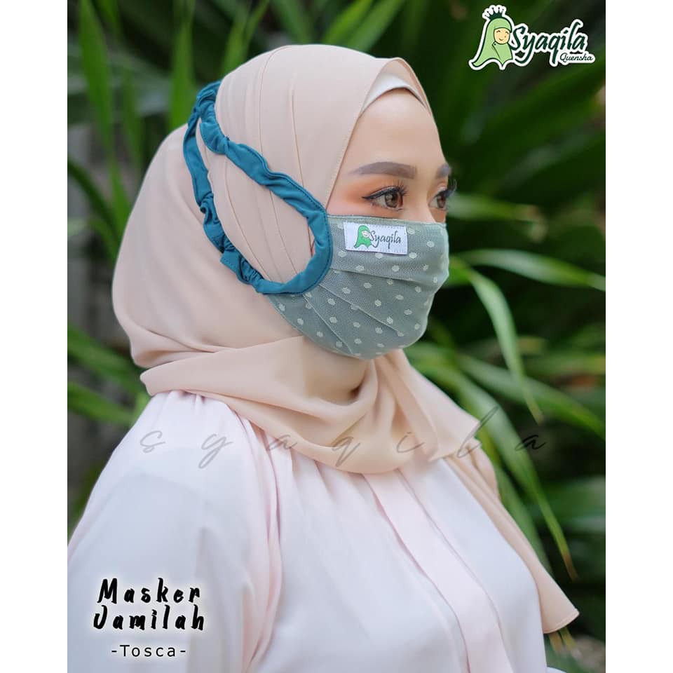 MASKER KAIN RENDA POLKA 2 LAYER JAMILAH SYAQILA HIJAB TERMURAH