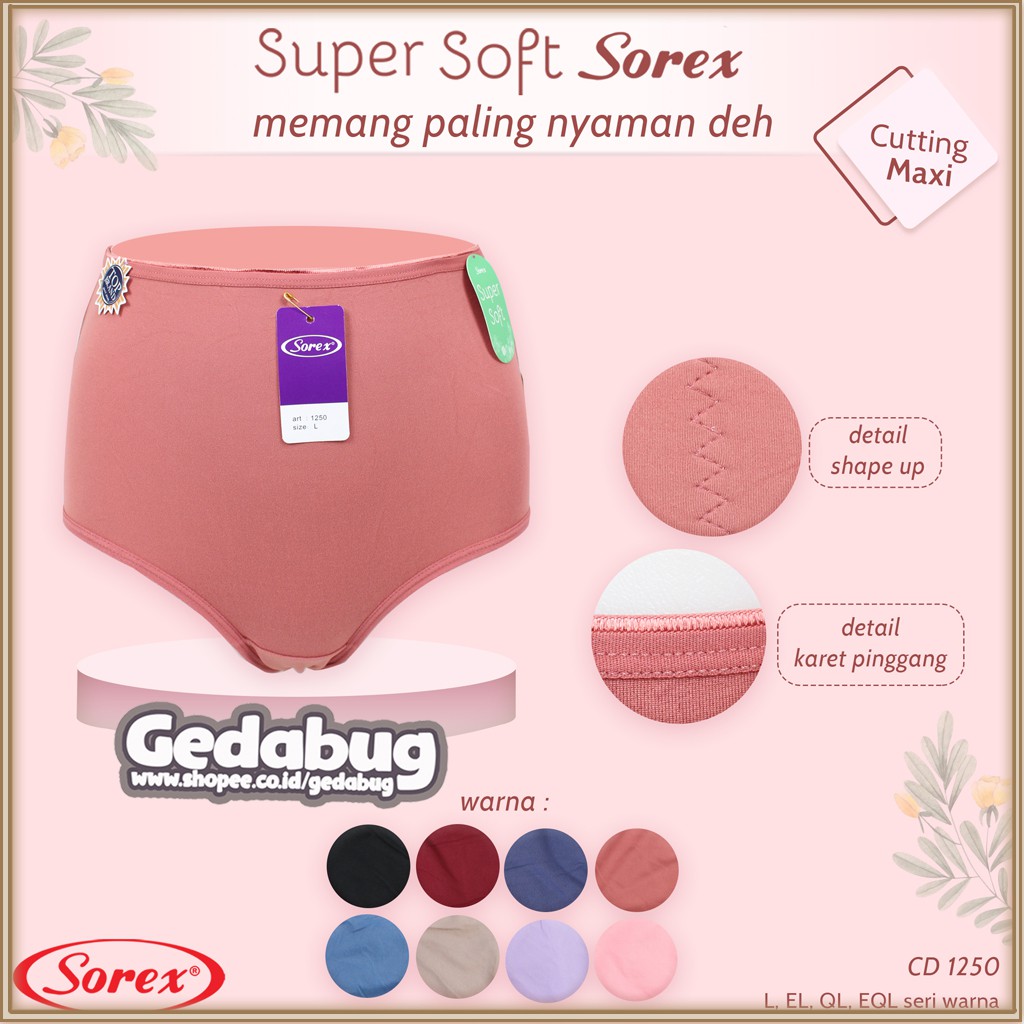 CD Wanita Sorex 1250 Cutting Maxi | Celana dalam wanita Supersoft &amp; Big Size | Gedabug