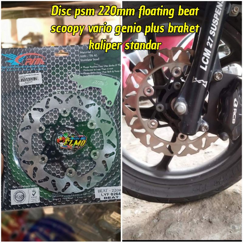 Disc piringan psm 220mm plus braket kaliper standar beat vario scoopy genio