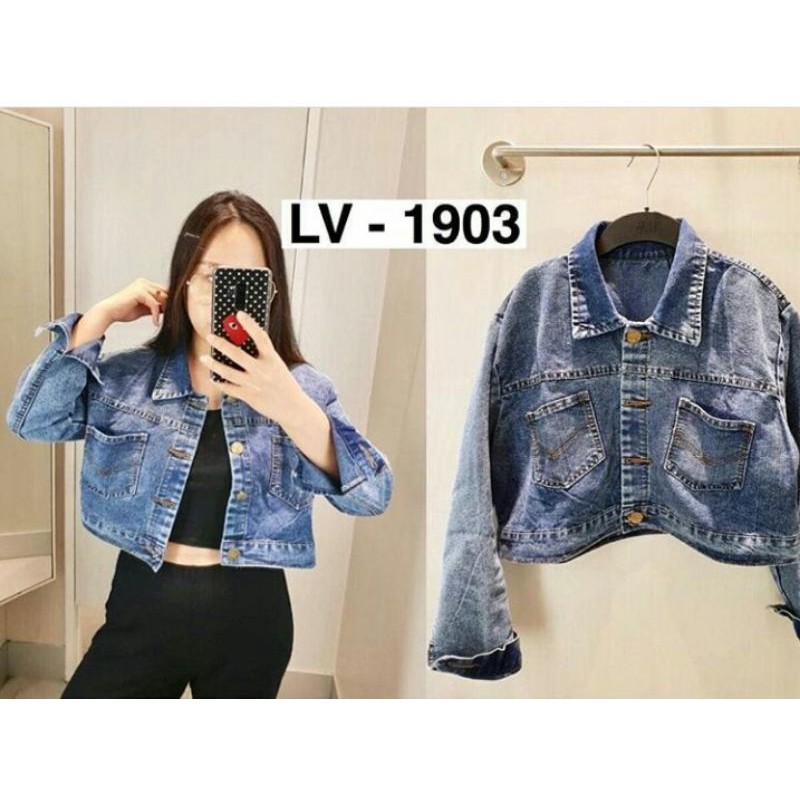 BISA COD JAKET JEANS CROP SNOW BLUE AIRIN