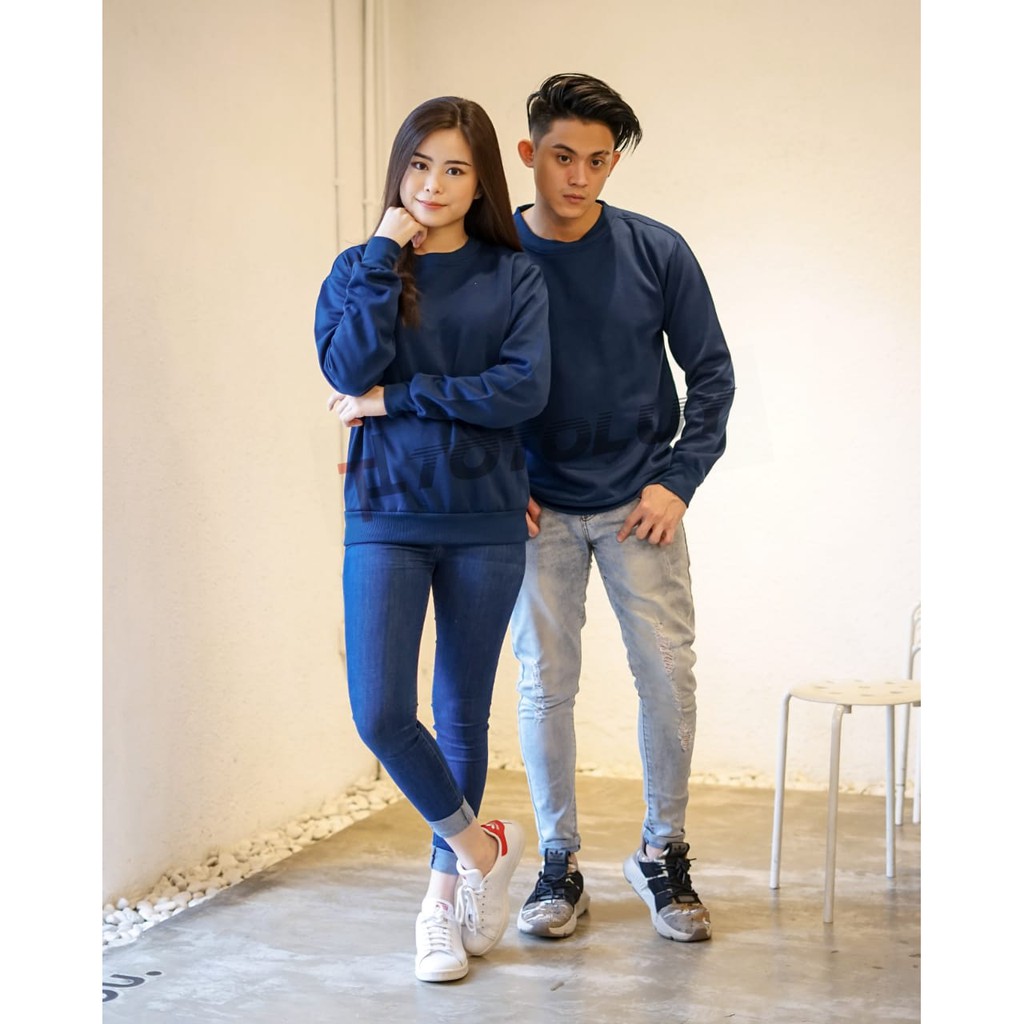 MUKZHOP - COUPLE SWEATER JUMPER / BASIC POLOS / GOOD QUALITY / NAVY