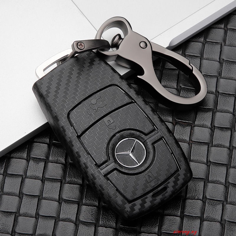 Cover Case Kunci Mobil Serat Karbon Untuk Mercedes Benz AMG W205 W205C W203 W210 W211 W124 W202 W204 2-Button 3-Button