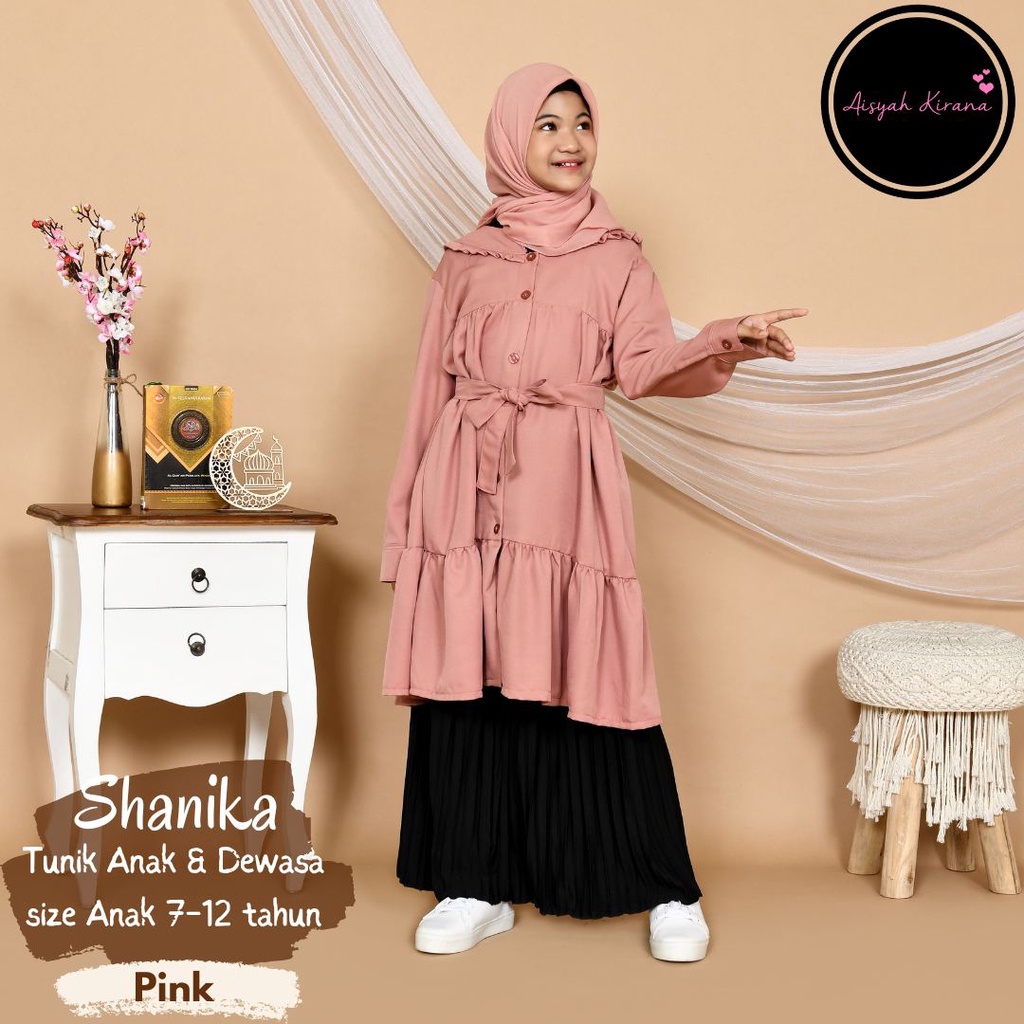 Shanika Tunik Anak Remaja 7-12 tahun Baju Muslim Hijab Perempuan Atasan Sekolah SD SMP Jumbo Bigsize