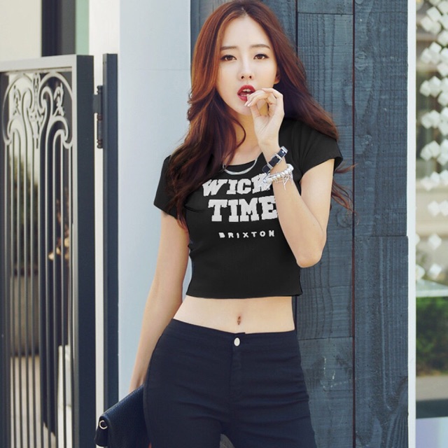 Crop Top Korea Fashion Kaos IW143 Size XS XL Shopee Crop Top Korea Fashion Kaos IW143 Size XS XL Shopee