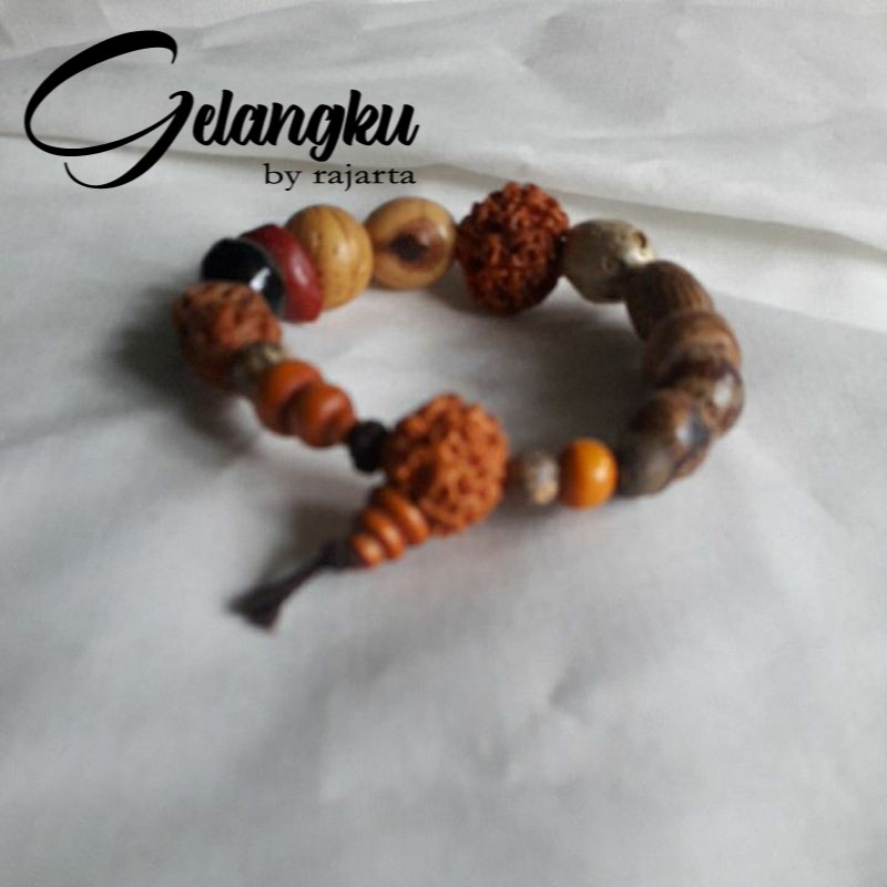 Gelang Etnik 18 Jenis Tibet Kayu Biji Bodhi Natural