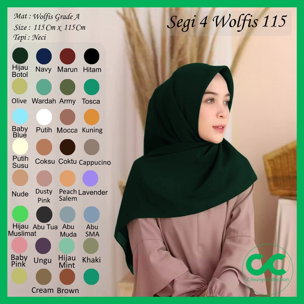 Tepi Neci Segi 4 Wolfis 115x115 by Cileunyi Collection Grade A Woolpeace Wolfis 115 Cm Polos Premium