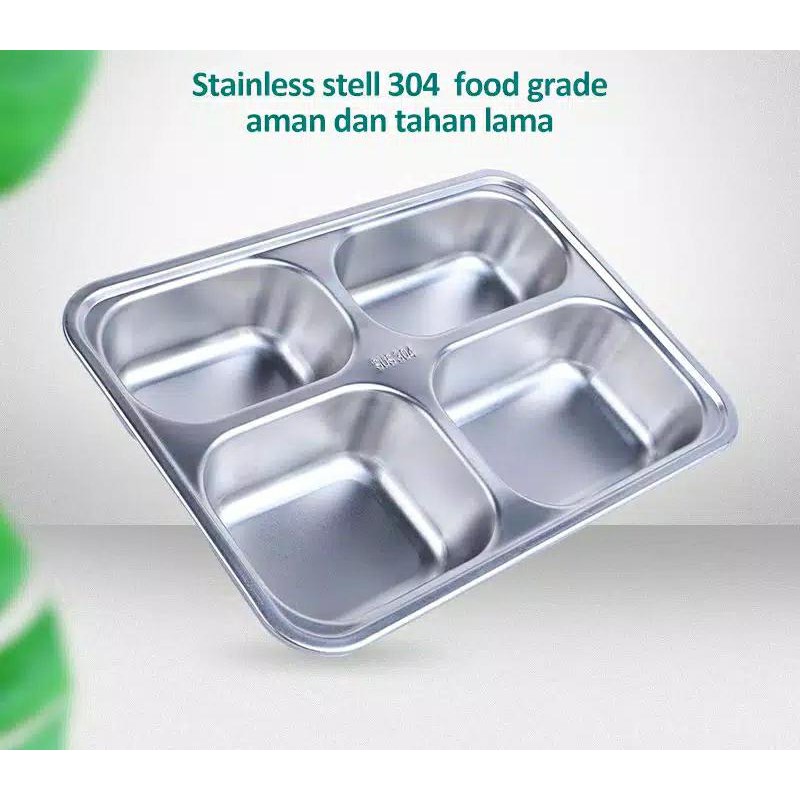 OS  Kotak Makan Bento Portable Bahan Stainless Steel Anti Bocor untuk Sekolah