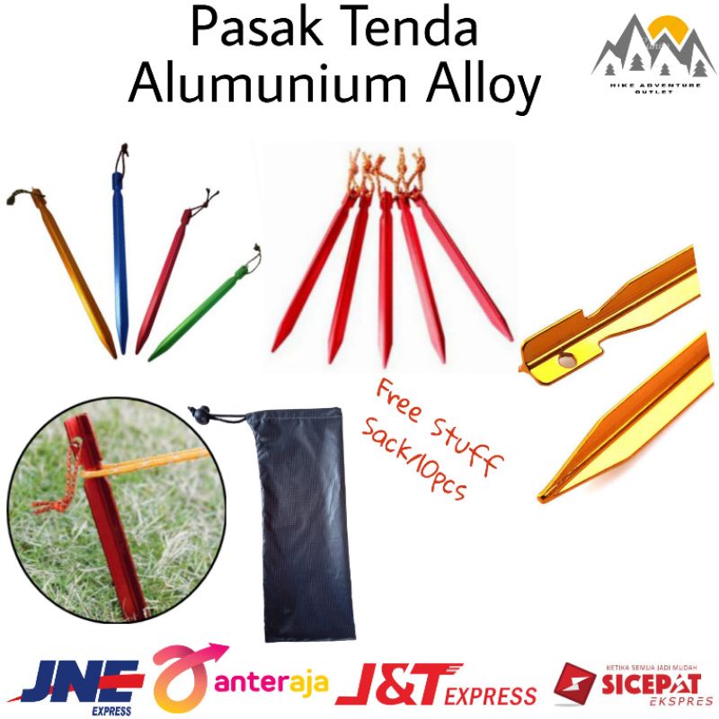 Pasak Tenda Flysheet Camping Outdoor Alloy