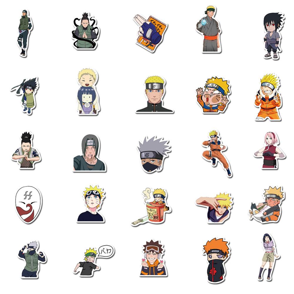 Timekey 50pcs / Pak Stiker Motif Kartun Anime Naruto Anti Air Untuk Skateboard / Motor / Gitar / Koper / Laptop / Sepeda A2K1