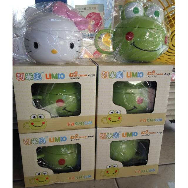MUG GELAS KARAKTER HELLOKITTY, KEROPPI.