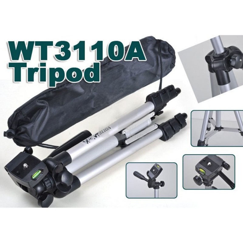 Tripod Kamera Hp Handphone Stand 4Section Smooth Pan Head Bubble Level