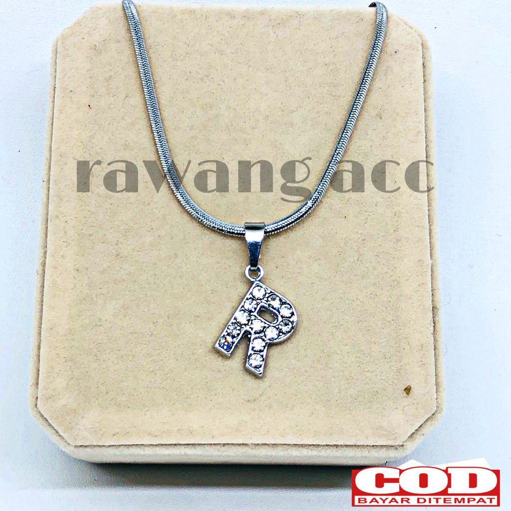 KALUNG SILVER ANTI KARAT - ANTI LUNTUR !!! Kalung pria dan wanita Liontin Huruf Inisial A SAMPAI Z