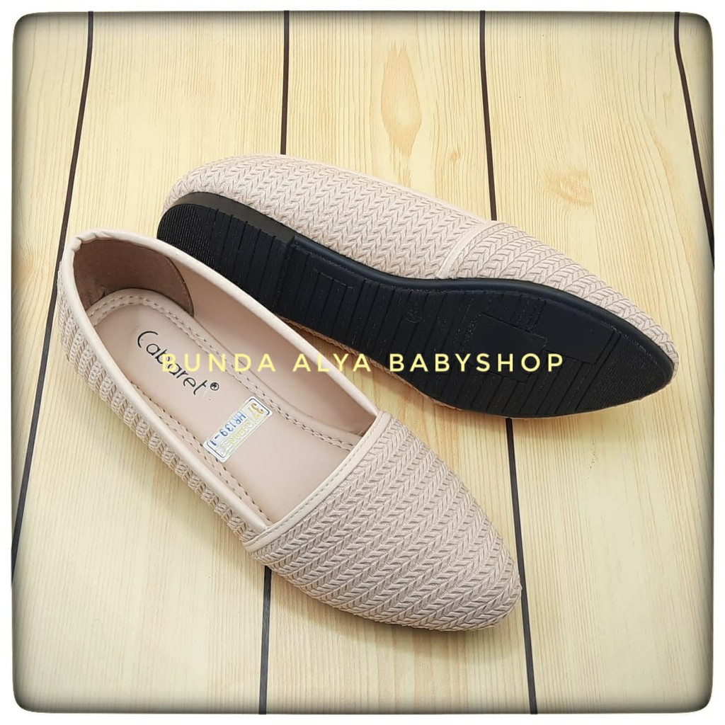 Sepatu Wanita Premium CABARET KREM Suede SIze Size 37 - 40 - Sepatu Flatshoes Perempuan Bagus