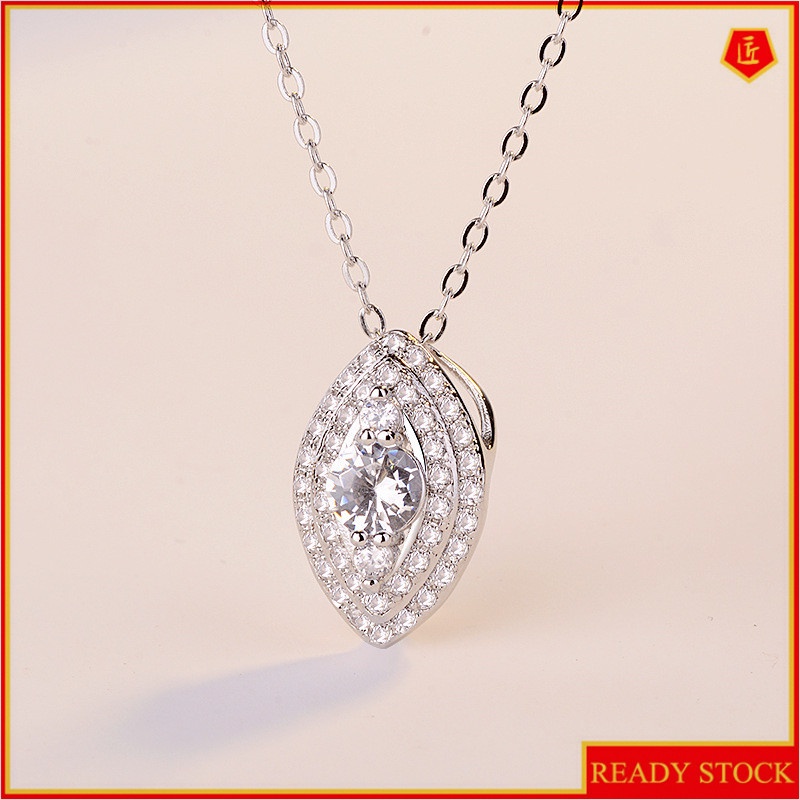 [Ready Stock]Fashion Micro Inlay Full Diamond Pendant Plated Pure Necklace