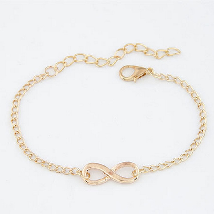 Gelang Bahan Alloy Metal Bentuk Angka 8 Gaya Retro Untuk Wanita