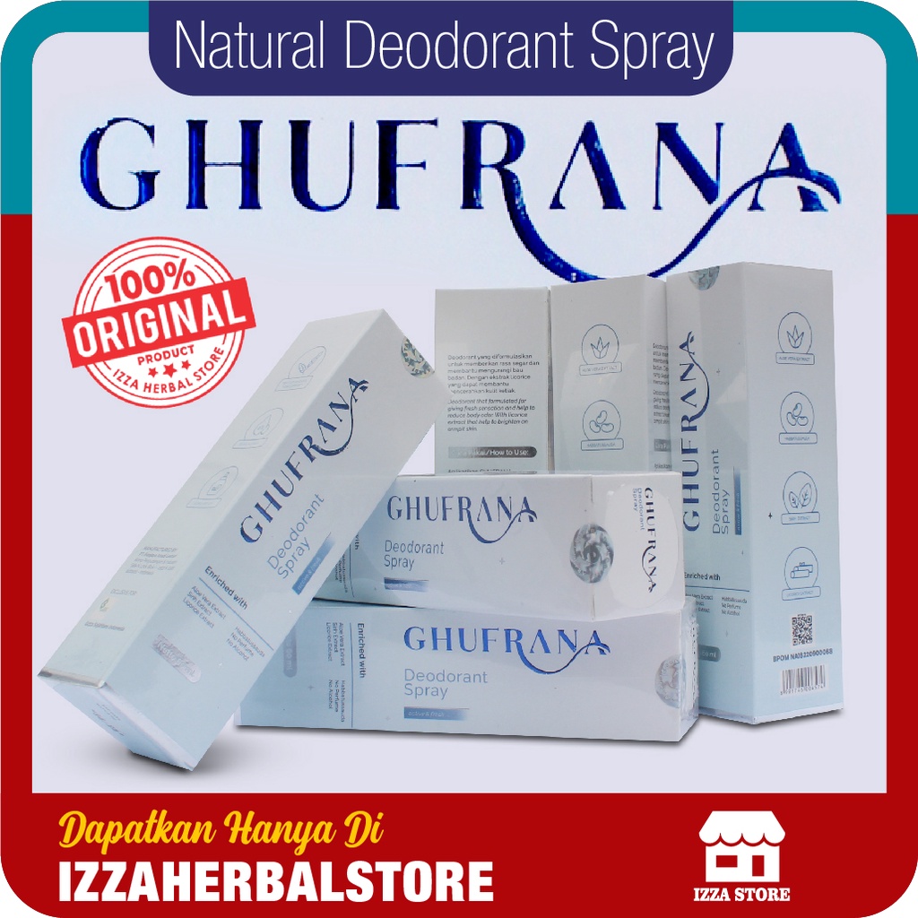 GHUFRANA Natural Deodorant Spray Bpom Gidza Membantu Untuk Menghilangkan Bau Badan Bau Keringat Ampuh Asli Original