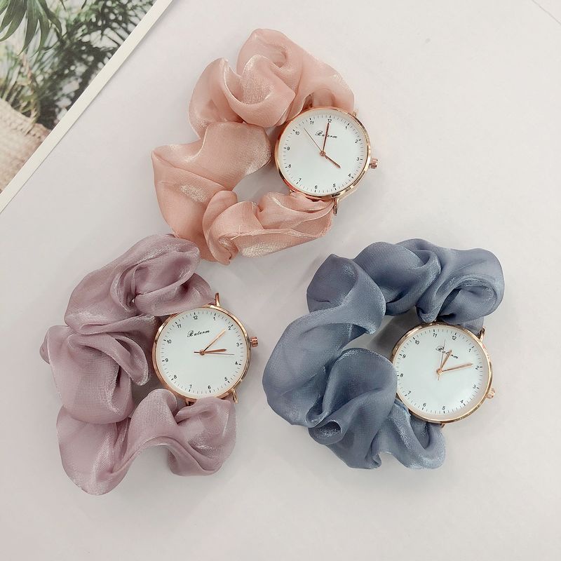 Jam Tangan Pita Ribbon Scrunchie scrunchi Watch Cewek Anak Perempuan Elegan Hadiah Gift Pacar Korea Digital Wanita Korea Model Gelang