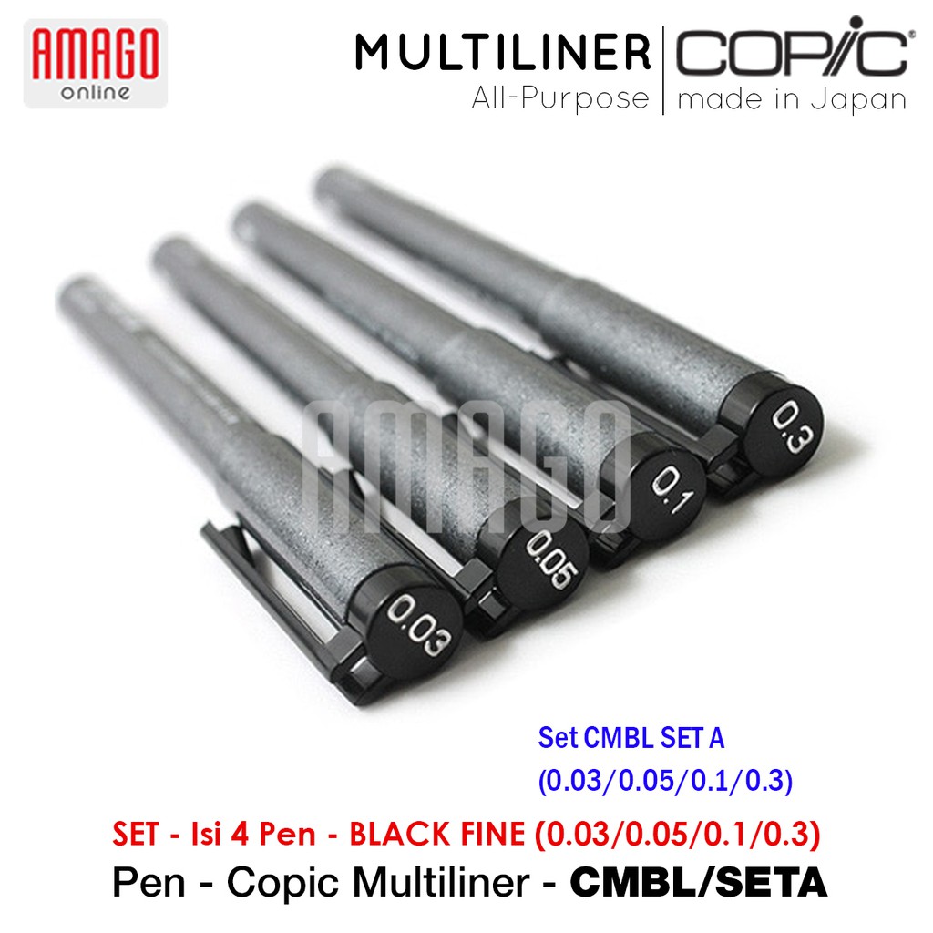 COPIC Multiliner - Set Black Fine - 4 pcs pens - CMBL/SETA