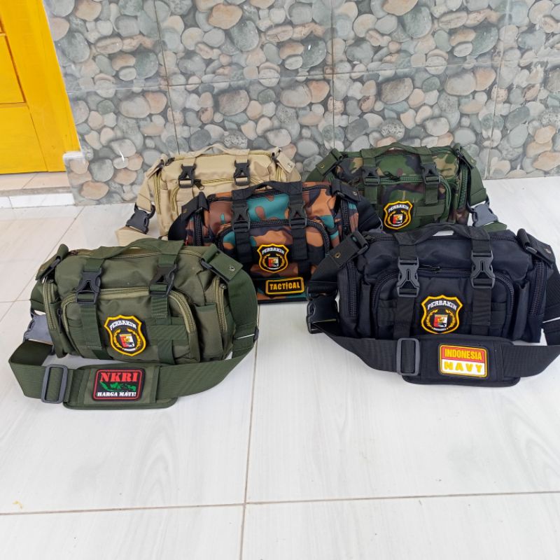 TAS SLEMPANG WARIOR ARMY 3 IN 1 FREE 2 LOGO