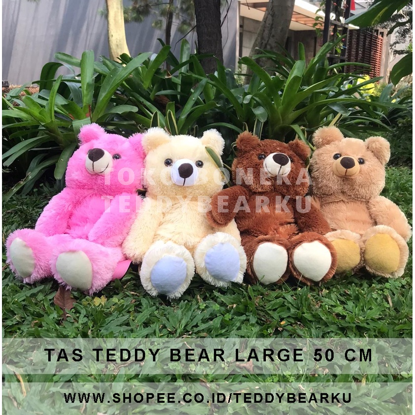 TERMURAH! BONEKA TAS BERUANG TEDDY BEAR LARGE 50 CM HADIAH TAS CEWE / ANAK!