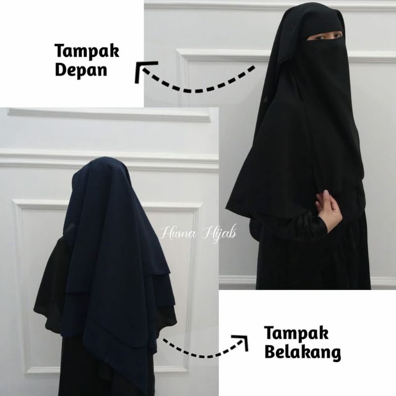 [HUSNA COLLECTION] Niqob Yaman Long 2 Layer / Niqob yaman 2 Layer Wolfis / YAMAN 2 LAYER MURAH