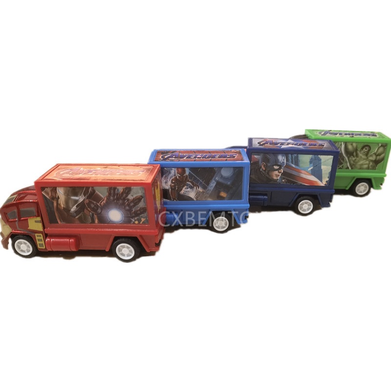 1pc Mainan Mobil Truk Pull-back Model Avengers / Captain America / Hulk / Ironman / Spiderman Untuk Anak Laki-Laki