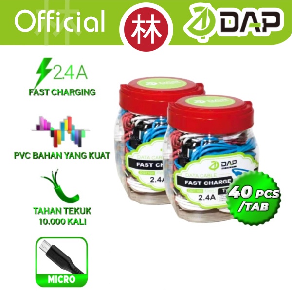 DAP DGM100 Data Cable Micro USB Fast Charging 2.4A - 1 Toples 40 Pcs