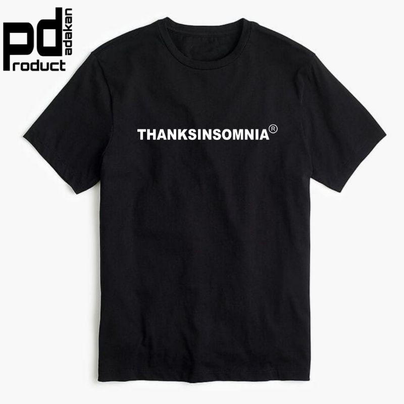 kaos THANKSINSOMNIA logo tulisan BAJU THXSNM DISTRO tshirt hitam black tee size S M L XL XXL XXXL co