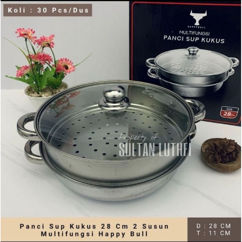PANCI KUKUS 28CM | PANCI KUKUS 2 SUSUN TUTUP KACA