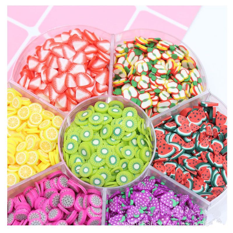 Wili❃ Assorted Fruit Slices 90g Wheel - Slime Supplies/Slime Acessories/Slime Add ins/Polymer Clay/Nail Art Kit Maker for Kids