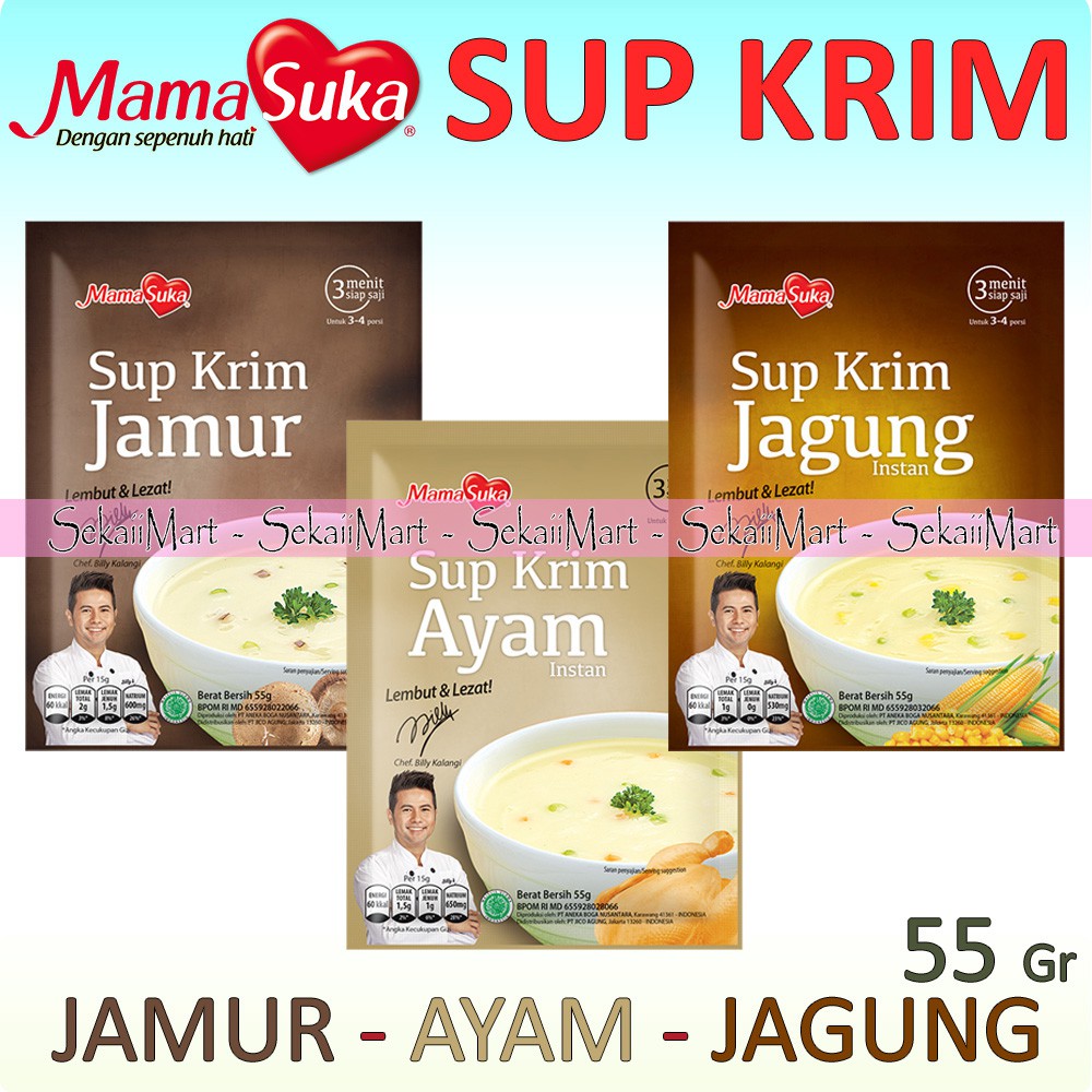

MAMASUKA Sup Krim Ayam / Jagung / Jamur - Mama Suka Chicken / Mushroom / Corn Instant Cream Soup