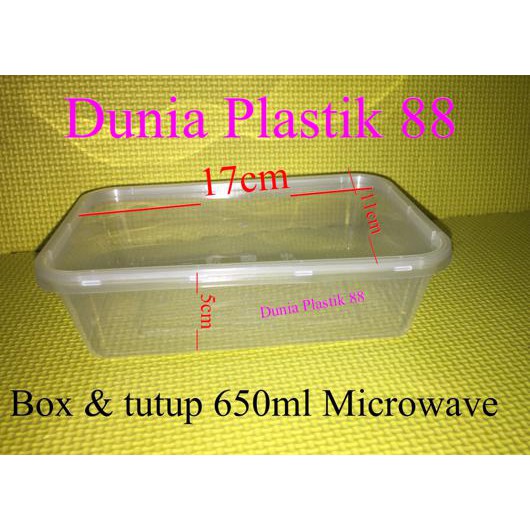 1O9 HARGA/PC 650ML KOTAK TEMPAT BOX WADAH PLASTIK MAKAN NASI FOOD PACKING BV