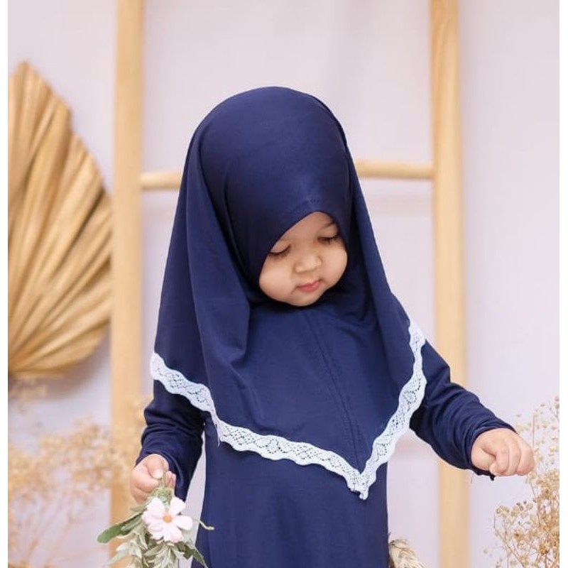 Jilbab Anak Bayi Anisa Renda Usia 0-3 th all size Premium/Hijab baby