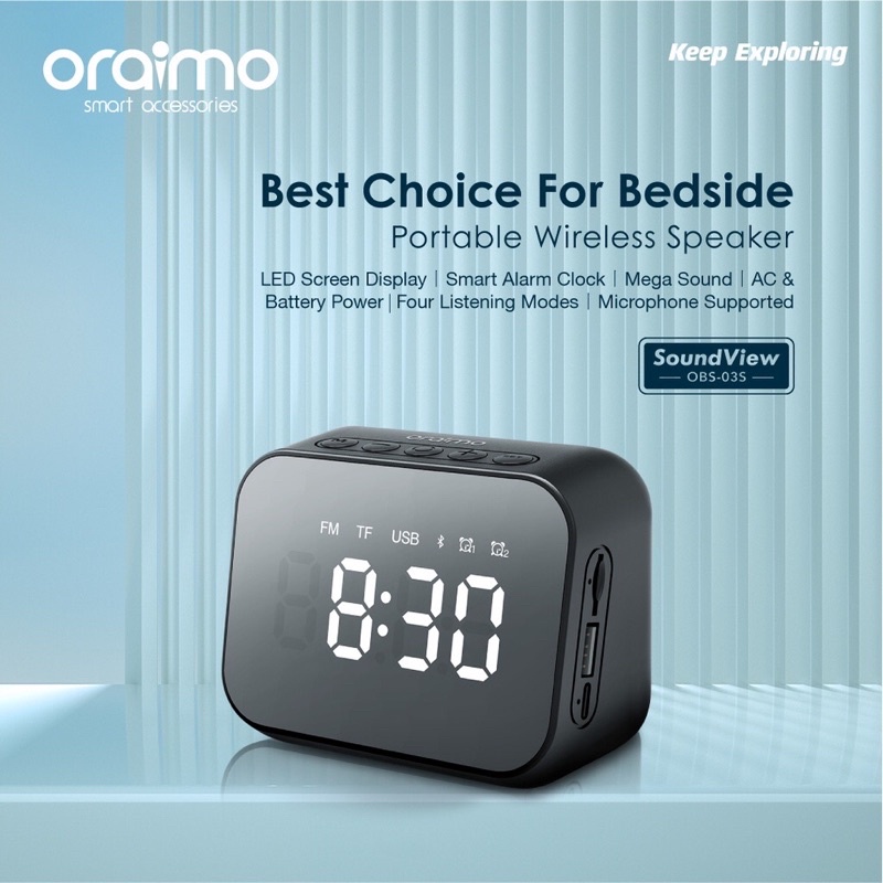 Oraimo OBS-03S SoundView Wireless Bluetooth Speaker Smart Alarm Clock - Garansi 1 Tahun