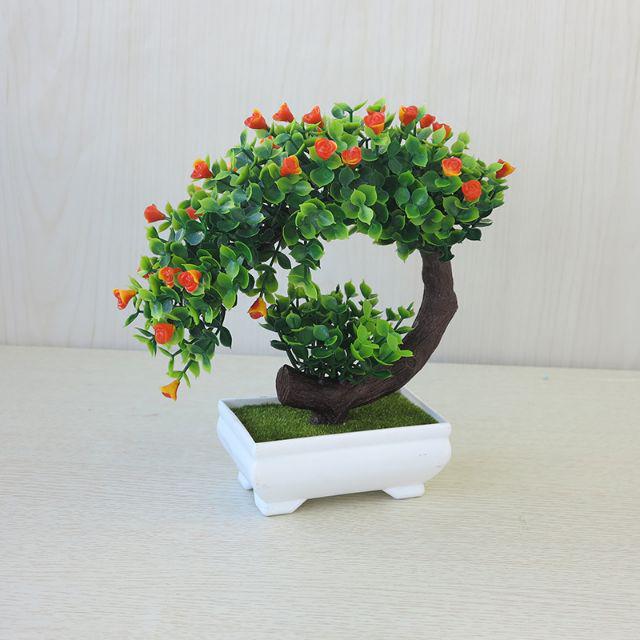 BOS844 BUNGA PLASTIK ARTIFICIA MOTIF BONSAI-Orange