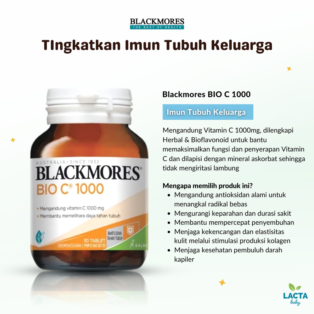 Blackmores Bio C 1000 Mg 30 Tablet 90 Tablet Bpom Kalbe Shopee Indonesia