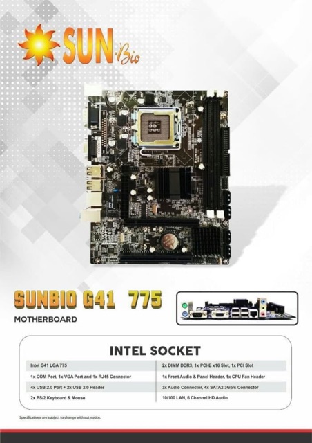 MAINBOARD G41 775 SUNBIO / MB / motherboard intel