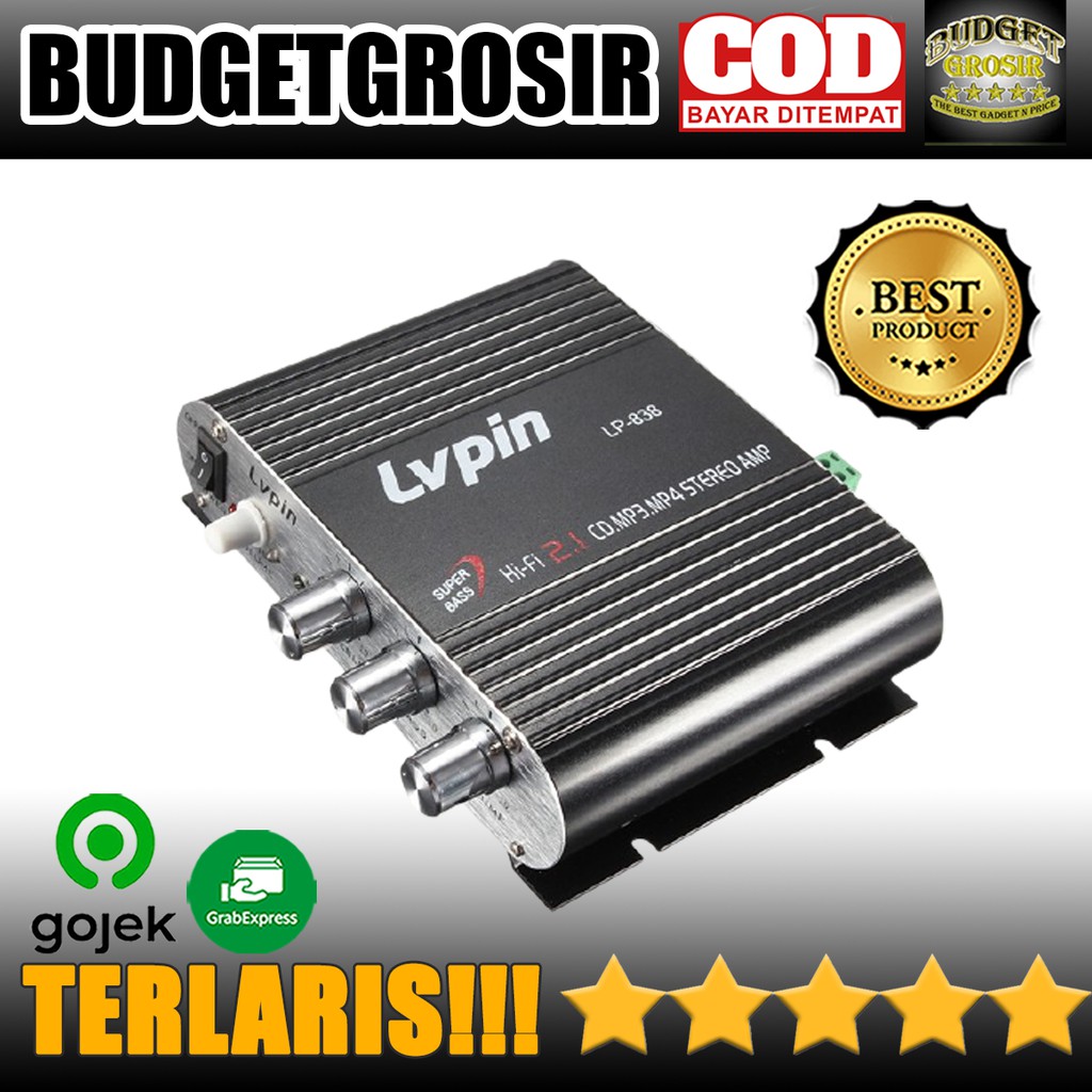 Mini HiFi Stereo Amplifier Treble Bass Booster 12V - LP-838--LVPIN