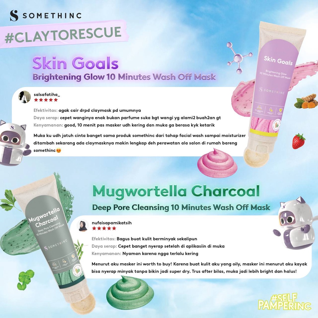 Somethinc Mugwortella Charcoal Deep Pore Cleansing, Skin Goals Brightening Glow 10 Minutes Wash Off Mask