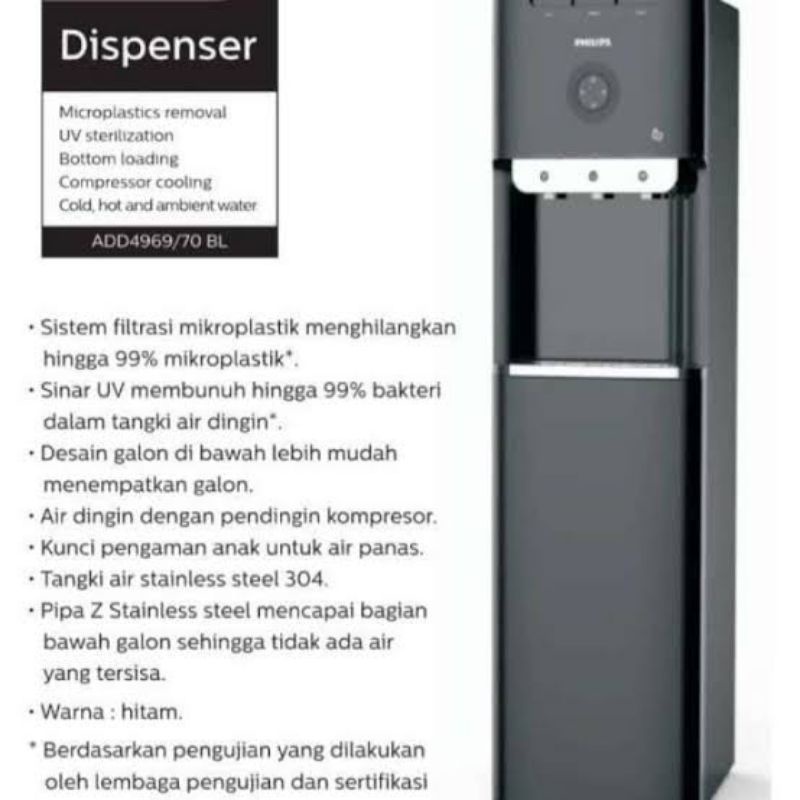 Dispenser Philips ADD4969 UV dan Micron Filter - Dispenser Galon Bawah