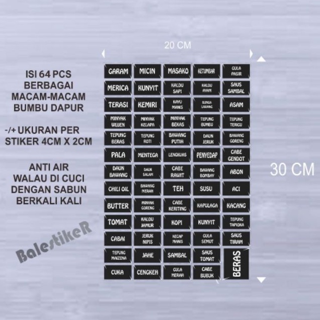 

SBD stiker sticker label macam macam bumbu dapur isi 64 pcs anti air