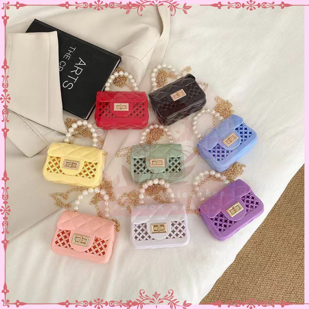 Tas Jelly Mini Glossy Daun Bunga